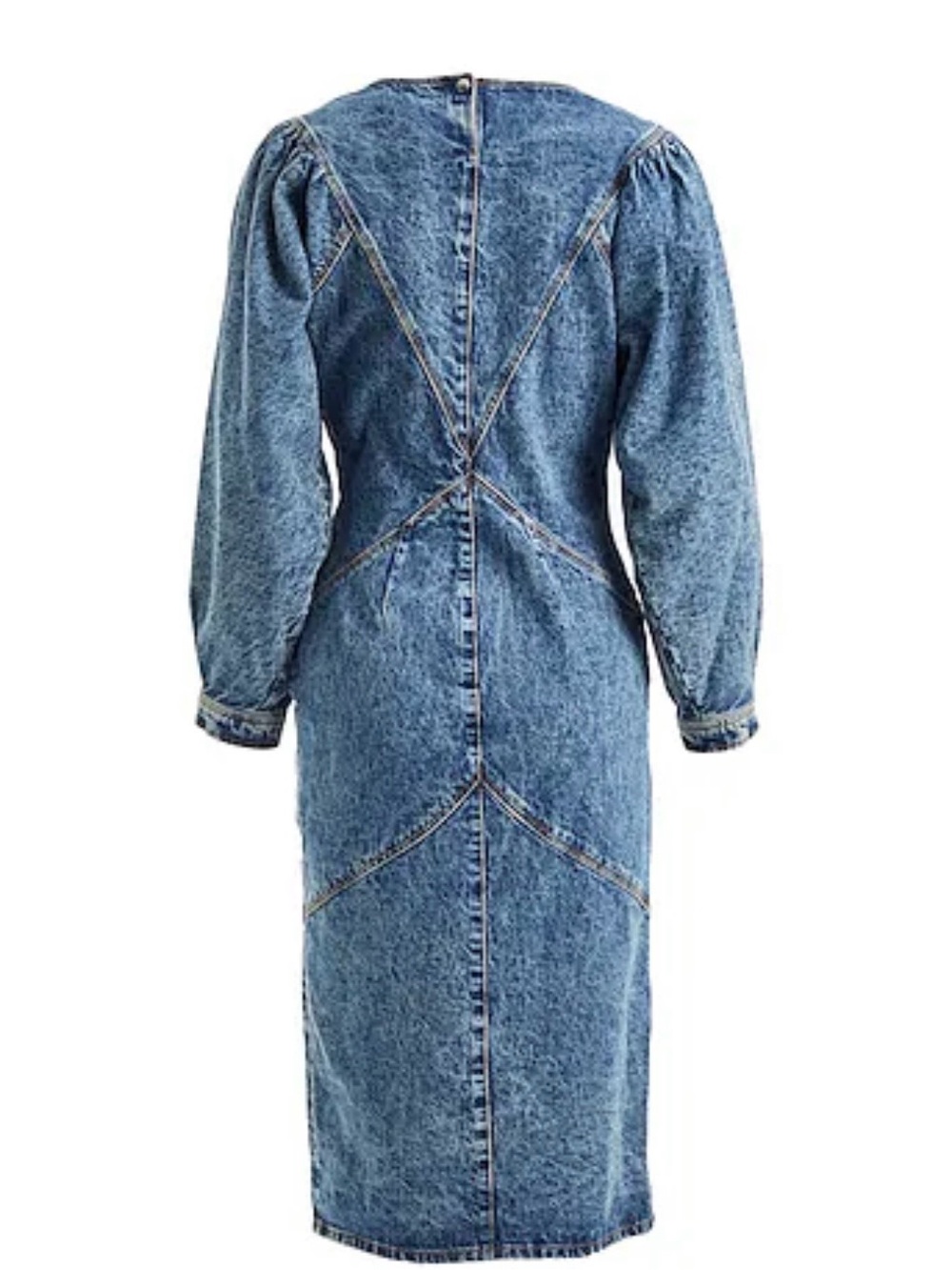 Isabel Marant Midwash Denim Midi Dress with Balloon Sleeves size 38 (6) - Picture 3 of 9